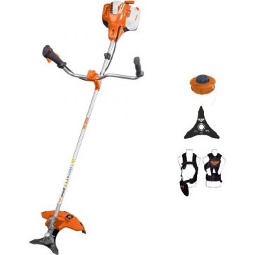 Motocoasa Ruris RR400, 2.8 CP, 41.2 CC, 2 timpi, 255 mm latime taiere, pornire manuala, 1 l benzina, autocut, cutit cu 3 dinti