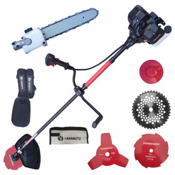 Motocoasa pe benzina YAMAMOTO Japan 520 PRO, 6.7CP + Accesoriul Tip Fierastrau + 5 Accesorii Incluse