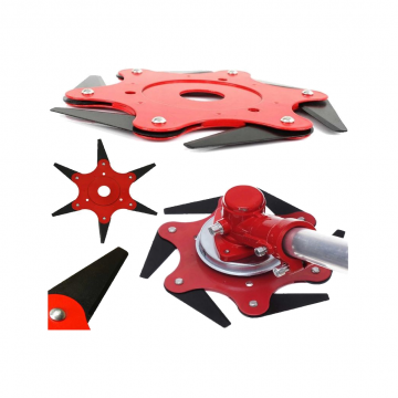 Disc pentru motocositoare cu 6 lame, compatibil cu iarba mare, arbusti, stuf, buruieni, Powermat