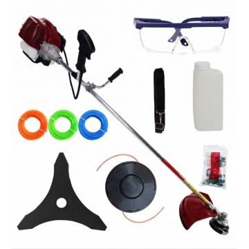 *MEGA* Motocoasa 8.5cp motor benzina 2T timpi, 58cc, 12.000rpm, 7 stele, 10 accesorii incluse, Easy Start, CAMPION PREFESIONAL CMP1546