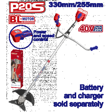 Motocoasa Trimmer fara acumulator si incarcator, motor fara perii (brushless), 330 255mm - ELMR20018, EMTOP