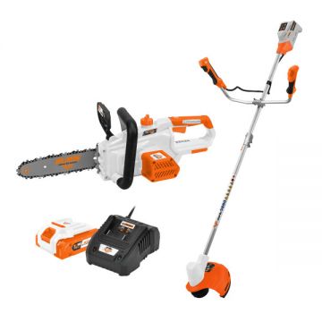 Pachet - Gospodarul Eficient (Motocoasa Ruris 3024e + ElectroFerastrau Ruris 2524e + Kit Acumulator+Incarcator Ruris Alfa Up 2424e)