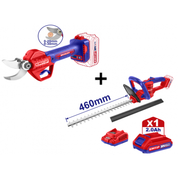 Pachet promo Foarfeca electrica pentru vie + Trimmer gard viu + 1 acumulator cu incarcator