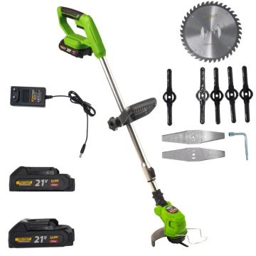 Trimmer electric cu 2 acumulatori pentru tuns iarba, 12 accesorii, 10000rpm/min, 21v, 1.5AH,