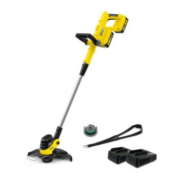 Trimmer electric pentru gazon Karcher LITR 3-18 Dual, 36 V, Diametru taiare 30 cm, 8000 rpm, Cu 2 Acumulatori 18 V si Incarcator (Negru/Galben)