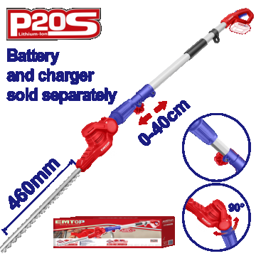 Trimmer extensibil gard viu fara incarcator si acumulator, lama 460mm - EPHT201601, EMTOP