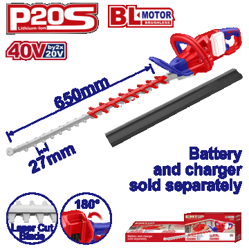 Trimmer gard viu fara acumulator si incarcator, lama 650mm - ELHT40028, EMTOP