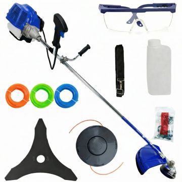 *8.5CP* CU 10 ACCESORII, Motocoasa pe benzina in 2t timpi, 12.000rpm, 58cc, model 2026, easy-start, Fresco Power by ItalianTech CMP1807