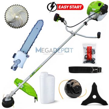 Pachet Motocoasa pe benzina Craft-Tec Mega Power X8800, Accesoriu tip Fierastrau, 8CP, 58CC, 12.000RPM, Accesorii incluse