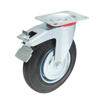 Roata pivotanta carucior industriala 200x44mm cu frana